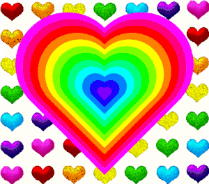 Gif animé coeur arc en ciel